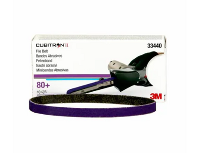 3M CURITRON II FILE BELTS 10MM X 330MM (P80) 33440 2