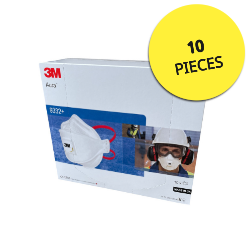 3M AURA 9332+ FFP3 VALVED RESPIRATOR MASKS (10 PACK)