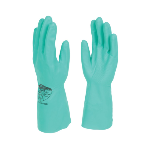 SHIELD GI/F11 NITRILE SOLVENT RESISTANT GREEN GLOVES