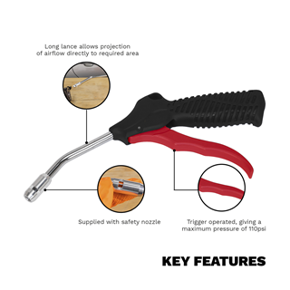 SEALEY AIR BLOW GUN 100MM WITH 1/4" BSP AIR INLET (SA9131) 4