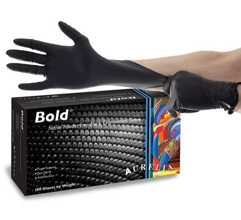 AURELIA BLACK NITRILE POWDER FREE GLOVES