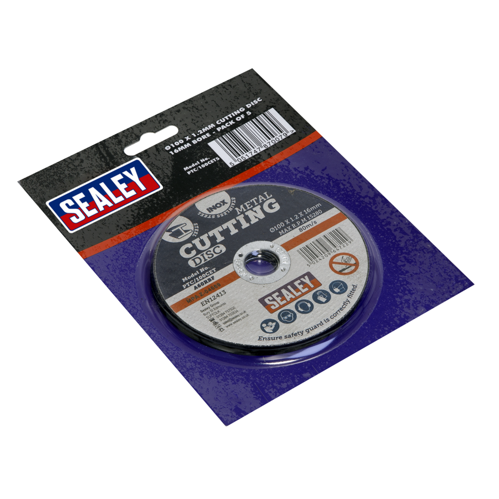 SEALEY CUTTING DISC 100 x 1.2MM (5 PACK) 2