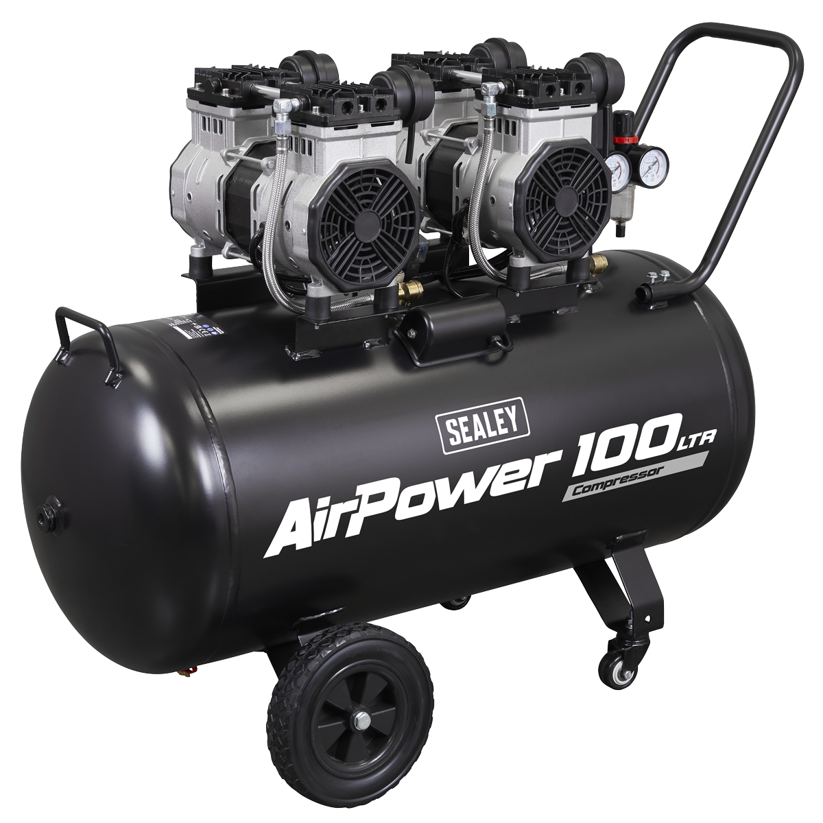 SEALEY 100L OIL FREE LOW NOISE DIRECT DRIVE AIR COMPRESSOR 2 X 2HP (SAC10001S)